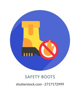 Botas De Seguridad Redondeadas Icono De Color Plano Mini Ilustración, Uso Para El Concepto Moderno, Impresión, Ui, Ux Kit, Web Y Desarrollo De App. Vector Relacionado Con Bomberos, Rescate Y Más