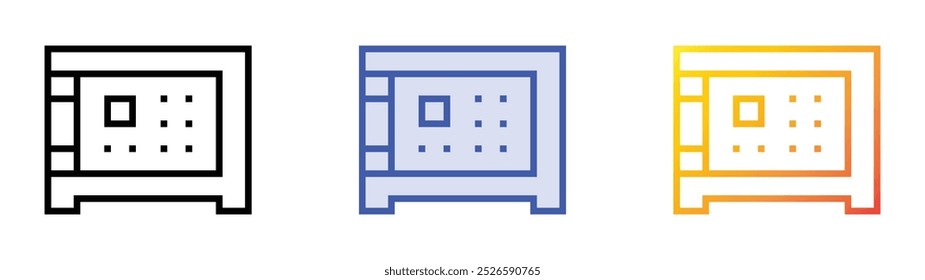 ícone da caixa de segurança. Design de estilo linear, preenchimento azul e gradiente isolado em plano de fundo branco