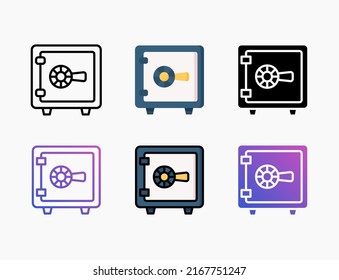 Safety Box icon set with line, outline, flat, filled, glyph, color, gradient. Editable stroke and pixel perfect. Can be used for digital product, presentation, print design and more.
