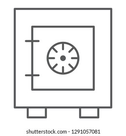 Safety box thin line icon, safe and security, strongbox sign, vector graphics, a linear pattern on a white background, eps 10.