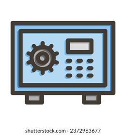 Icono De Colores Relleno De La Línea Gruesa De La Caja De Seguridad Para Uso Personal Y Comercial.
