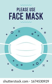 Safety breathing face medical respiratory mask poster, protection from virus and dust