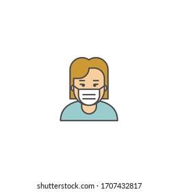 Icono de vector plano de máscara de seguridad. Respirador de protección contra el polvo y máscara respiratoria médica
