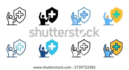 Safety briefing icons set multiple style collection. Editable stroke 
