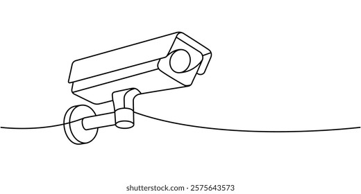 Safety camera one line continuous drawing. Video surveillance. Vector illustration