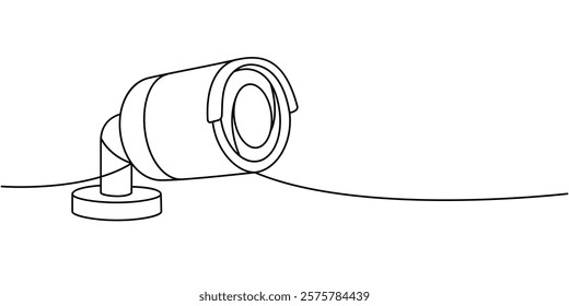 Safety camera one line continuous drawing. Security surveillance system. Vector illustration