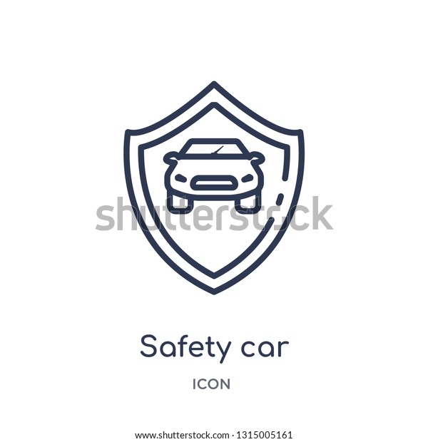 safety car icon from\
security outline collection. Thin line safety car icon isolated on\
white background.
