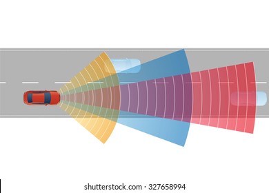 safety car and various sensors, image illustration