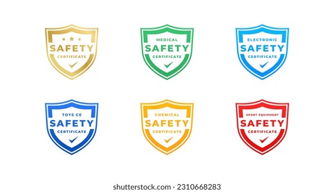 Safety certificate label or Safety certificate logo vector isolated in Flat Style. Best Safety certificate label for product packaging design element. Safety certificate logo for packaging design elem