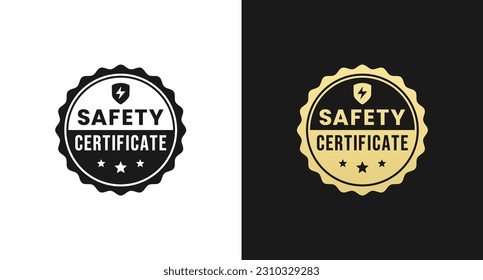 Etiqueta de certificado de seguridad o vectores de sello de certificado de seguridad aislados en estilo plano. Etiqueta de certificado de seguridad óptima para el elemento de diseño de empaquetado de productos. Sello de certificado de seguridad para el diseño del embalaje.