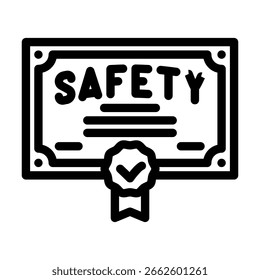 Línea de certificación de seguridad Icono de Vector. Señal de certificación de seguridad. Contorno aislado Ilustración negra