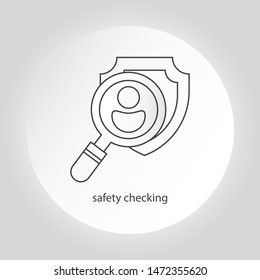 Safety Checking Icon. App sign. UI Symbol. Flat Design. Isolated Illustration