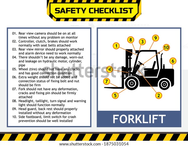 Safety Cheklist Forklift Prestart Inspection Item Stock Vector (Royalty ...