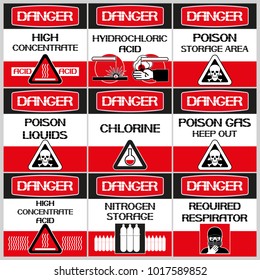  Safety chemical sign set.
Posters to ensure safety when using and storing various hazardous materials.