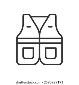 Safety clothes, icon in line design. Safety clothes, protective clothing, workwear, safety gear, industrial clothing, high-visibility clothing, PPE on white background vector. Safety clothes editable 