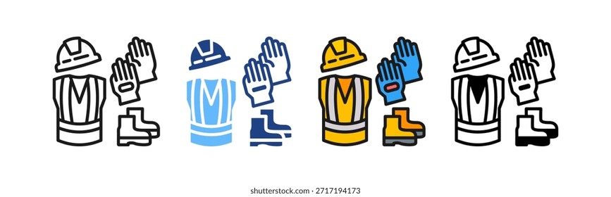 Ilustración vectorial múltiple del icono de la ropa de la seguridad