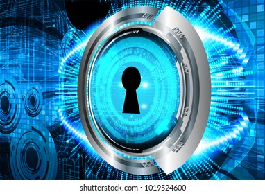 Safety concept, Closed Padlock on digital background, cyber security, Blue abstract hi speed internet technology background illustration. key vector, ekg