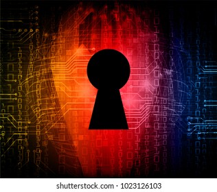 Safety concept, Closed Padlock on digital background, cyber security, red Blue abstract hi speed internet technology background illustration. key vector