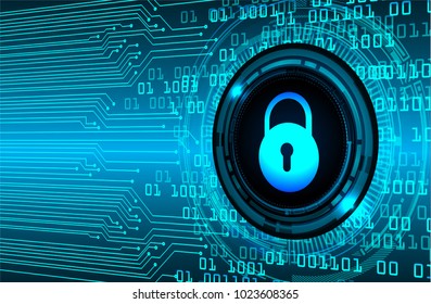Safety concept, Closed Padlock on digital background, cyber security, Blue abstract hi speed internet technology background illustration. key vector