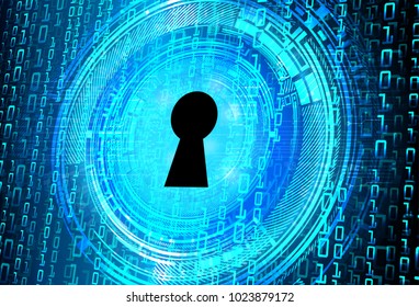 Safety concept, Closed Padlock on digital background, cyber security, Blue abstract hi speed internet technology background illustration. key vector