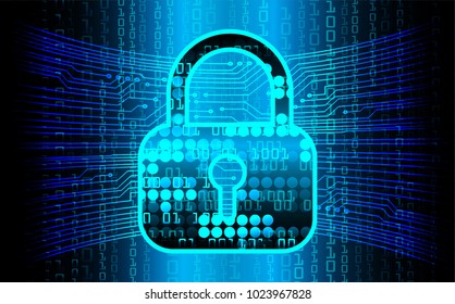 Safety concept, Closed Padlock on digital background, cyber security, Blue abstract hi speed internet technology background illustration. key vector