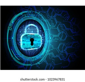 Safety concept, Closed Padlock on digital background, cyber security, Blue abstract hi speed internet technology background illustration. key vector