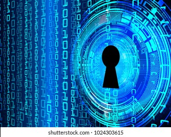Safety concept, Closed Padlock on digital background, cyber security, Blue abstract hi speed internet technology background illustration. key vector