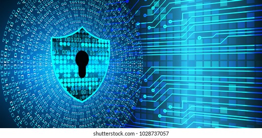 Safety concept, Closed Padlock on digital background, cyber security, Blue abstract hi speed internet technology background illustration. key vector