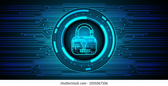 Safety concept, Closed Padlock on digital background, cyber security, Blue abstract hi speed internet technology background illustration. key vector