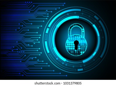 Safety concept, Closed Padlock on digital background, cyber security, Blue abstract hi speed internet technology background illustration. key vector