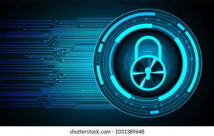 Safety concept, Closed Padlock on digital background, cyber security, Blue abstract hi speed internet technology background illustration. key vector