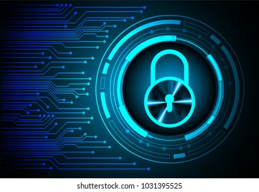 Safety concept, Closed Padlock on digital background, cyber security, Blue abstract hi speed internet technology background illustration. key vector