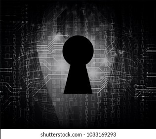 Safety concept, Closed Padlock on digital background, cyber security, Black abstract hi speed internet technology background illustration. key vector