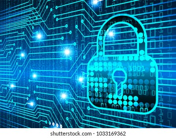 Safety concept, Closed Padlock on digital background, cyber security, Blue abstract hi speed internet technology background illustration. key vector