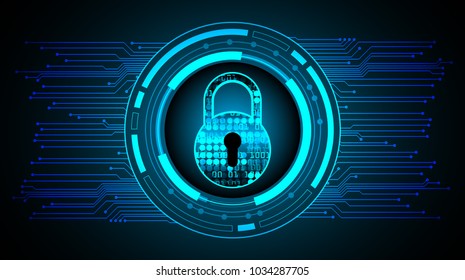 Safety concept, Closed Padlock on digital background, cyber security, Blue abstract hi speed internet technology background illustration. key vector