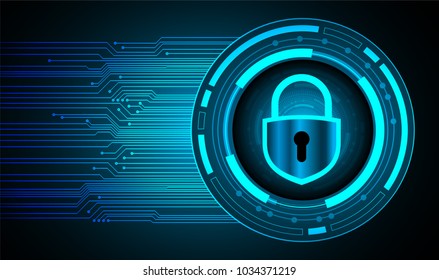 Safety concept, Closed Padlock on digital background, cyber security, Blue abstract hi speed internet technology background illustration. key vector