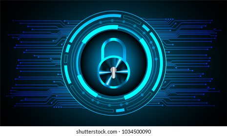 Safety concept, Closed Padlock on digital background, cyber security, Blue abstract hi speed internet technology background illustration. key vector