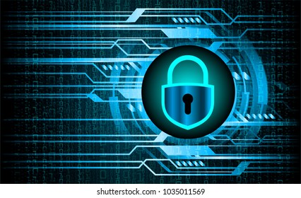 Safety concept, Closed Padlock on digital background, cyber security, Blue abstract hi speed internet technology background illustration. key vector