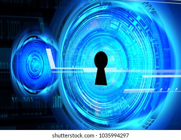 Safety concept, Closed Padlock on digital background, cyber security, Blue abstract hi speed internet technology background illustration. key vector