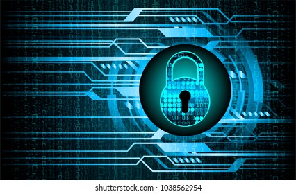 Safety concept, Closed Padlock on digital background, cyber security, Blue abstract hi speed internet technology background illustration. key vector