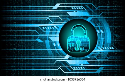 Safety concept, Closed Padlock on digital background, cyber security, Blue abstract hi speed internet technology background illustration. key vector