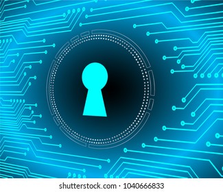 Safety concept, Closed Padlock on digital background, cyber security, Blue abstract hi speed internet technology background illustration. key vector