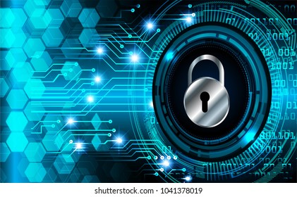 Safety concept, Closed Padlock on digital background, cyber security, Blue abstract hi speed internet technology background illustration. key vector
