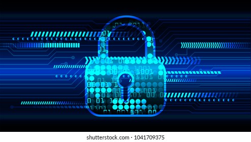 Safety concept, Closed Padlock on digital background, cyber security, Blue abstract hi speed internet technology background illustration. key vector
