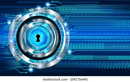 Safety concept, Closed Padlock on digital background, cyber security, Blue abstract hi speed internet technology background illustration. key vector