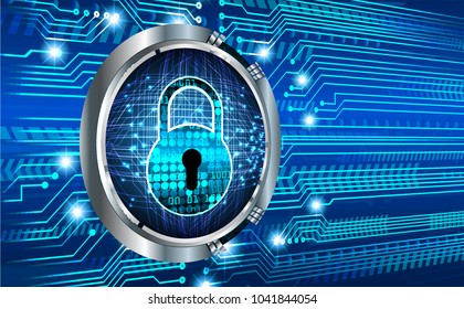 Safety concept, Closed Padlock on digital background, cyber security, Blue abstract hi speed internet technology background illustration. key vector
