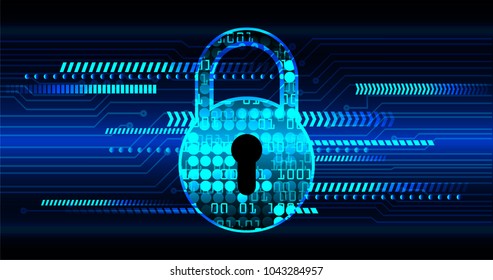 Safety concept, Closed Padlock on digital background, cyber security, Blue abstract hi speed internet technology background illustration. key vector

