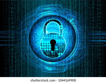 Safety concept, Closed Padlock on digital background, cyber security, Blue abstract hi speed internet technology background illustration. key vector
