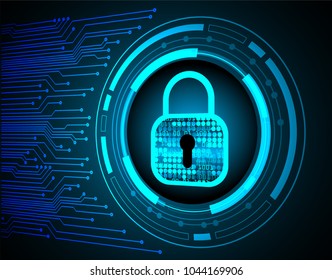 Safety concept, Closed Padlock on digital background, cyber security, Blue abstract hi speed internet technology background illustration. key vector
