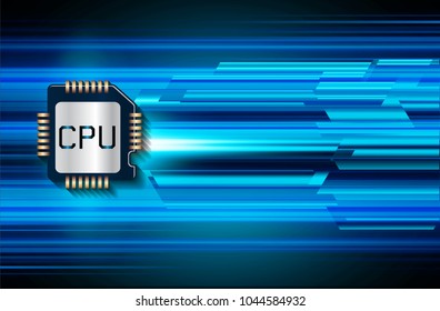 Safety concept, Closed Padlock on digital background, cyber security, Blue abstract hi speed internet technology background illustration. CPU computer key vector
